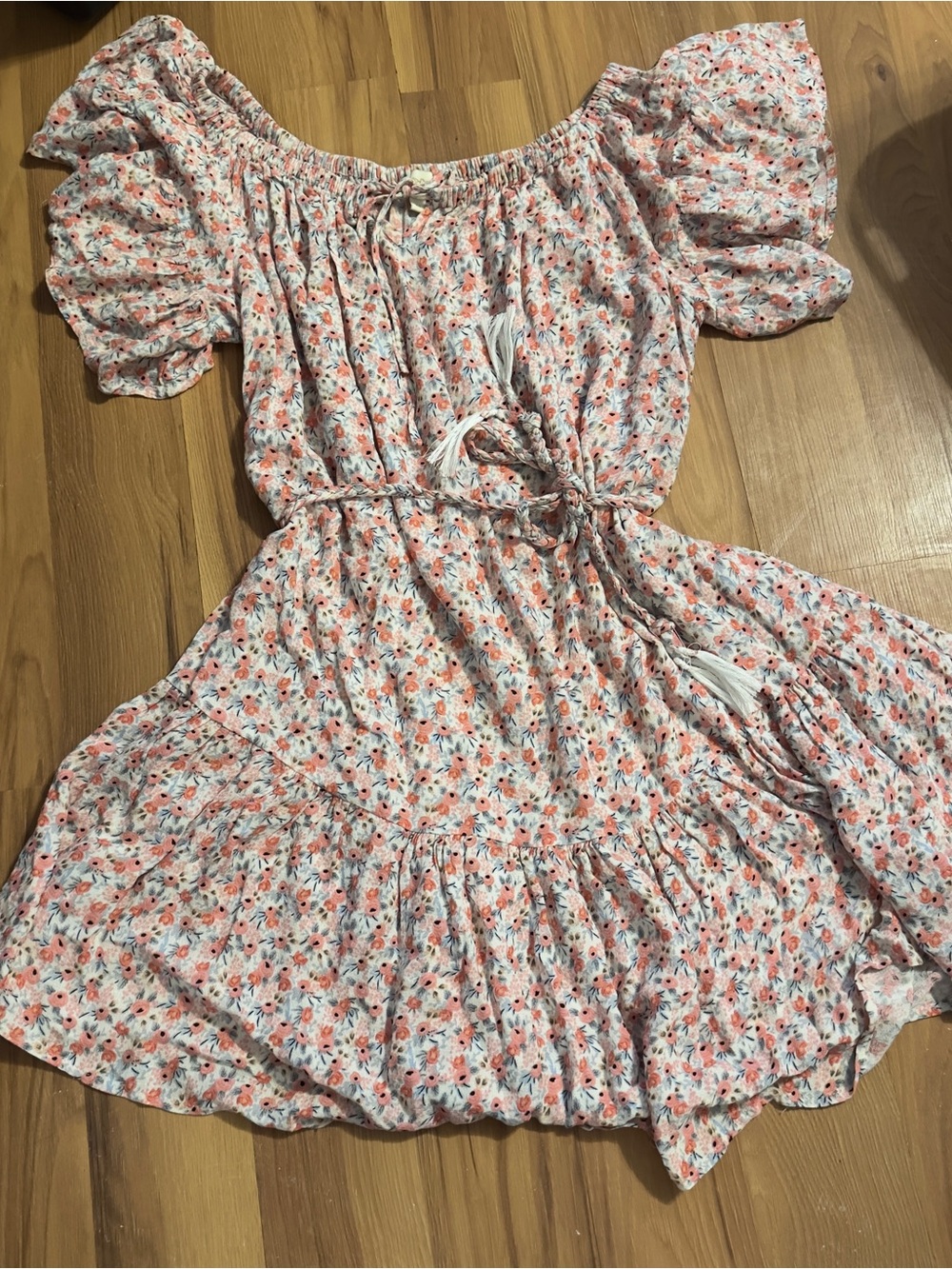Cynthia Rowley Pink Floral Off-Shoulder Tie-Waist Dress